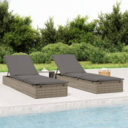 Ligbed met tafel poly rattan grijs 201x55 cm