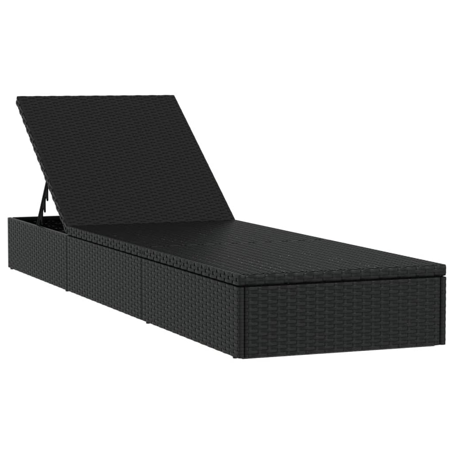 Ligbed Met Tafel Poly Rattan 2 Zwart