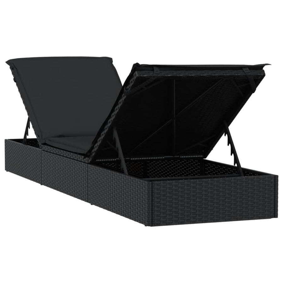 Ligbed Met Tafel Poly Rattan 2 Zwart