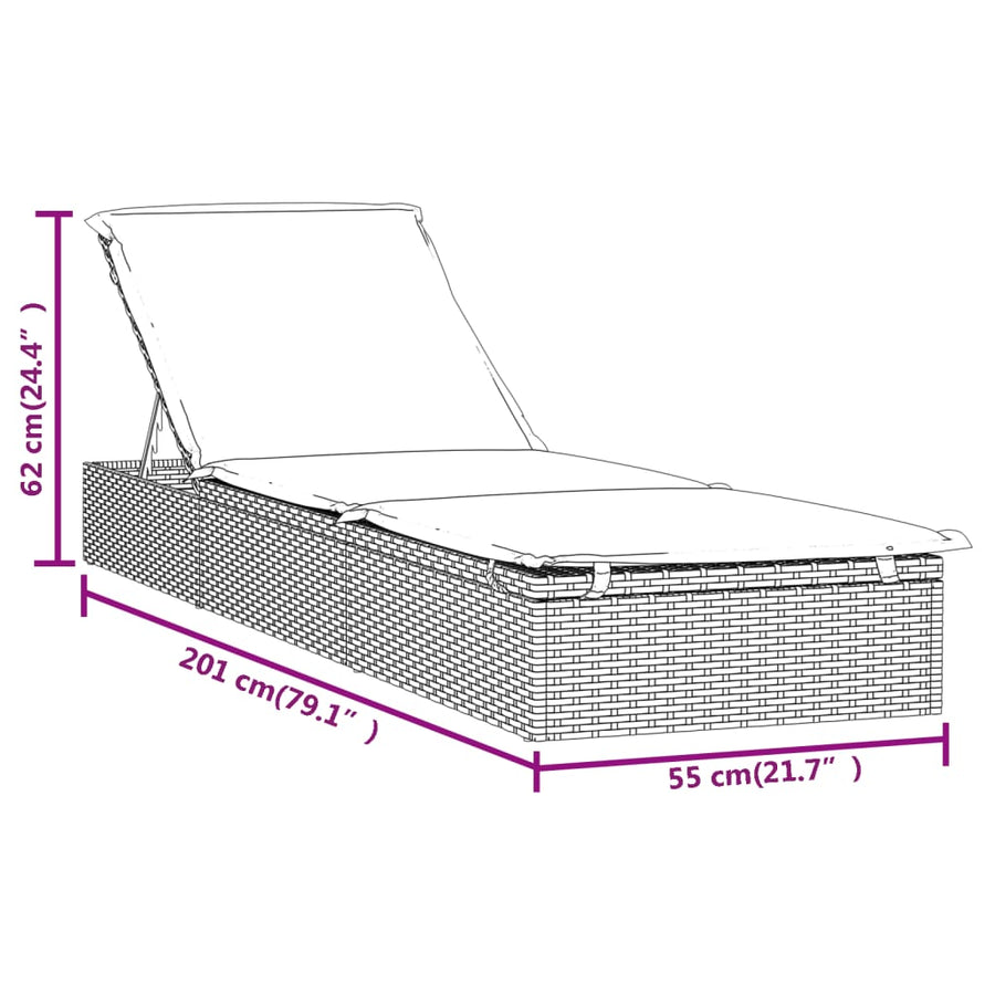 Ligbed Met Tafel Poly Rattan 2 Zwart