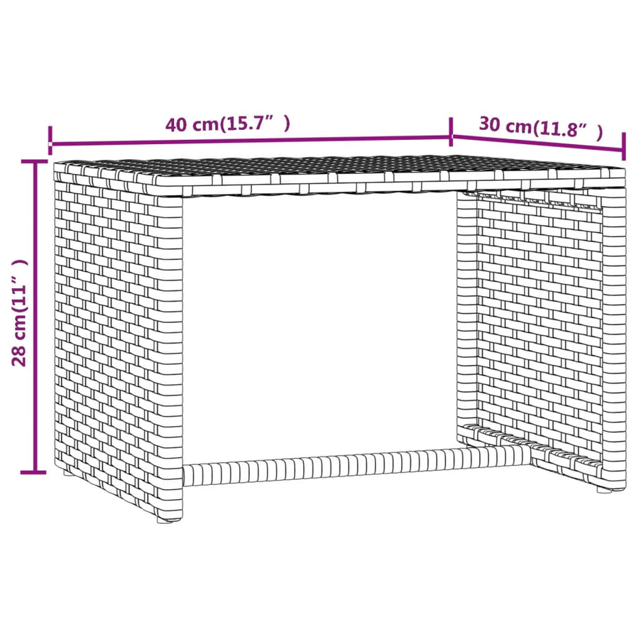 Ligbed Met Tafel Poly Rattan 2 Zwart