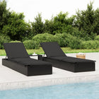 Ligbed met tafel poly rattan zwart 201x55x62 cm