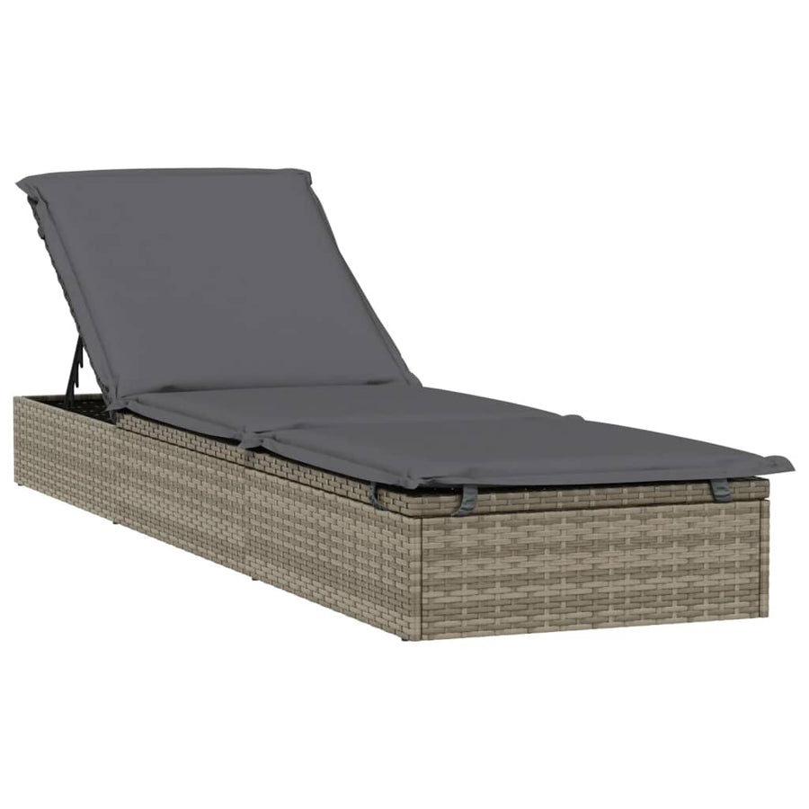 Ligbedden 2 St Met Tafel Poly Rattan 3 Grijs