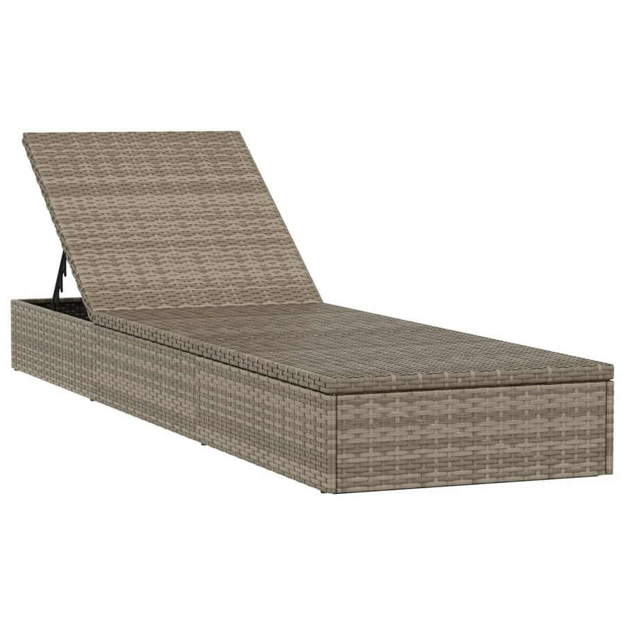 Ligbedden 2 St Met Tafel Poly Rattan 3 Grijs