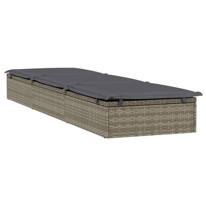 Ligbedden 2 St Met Tafel Poly Rattan 3 Grijs