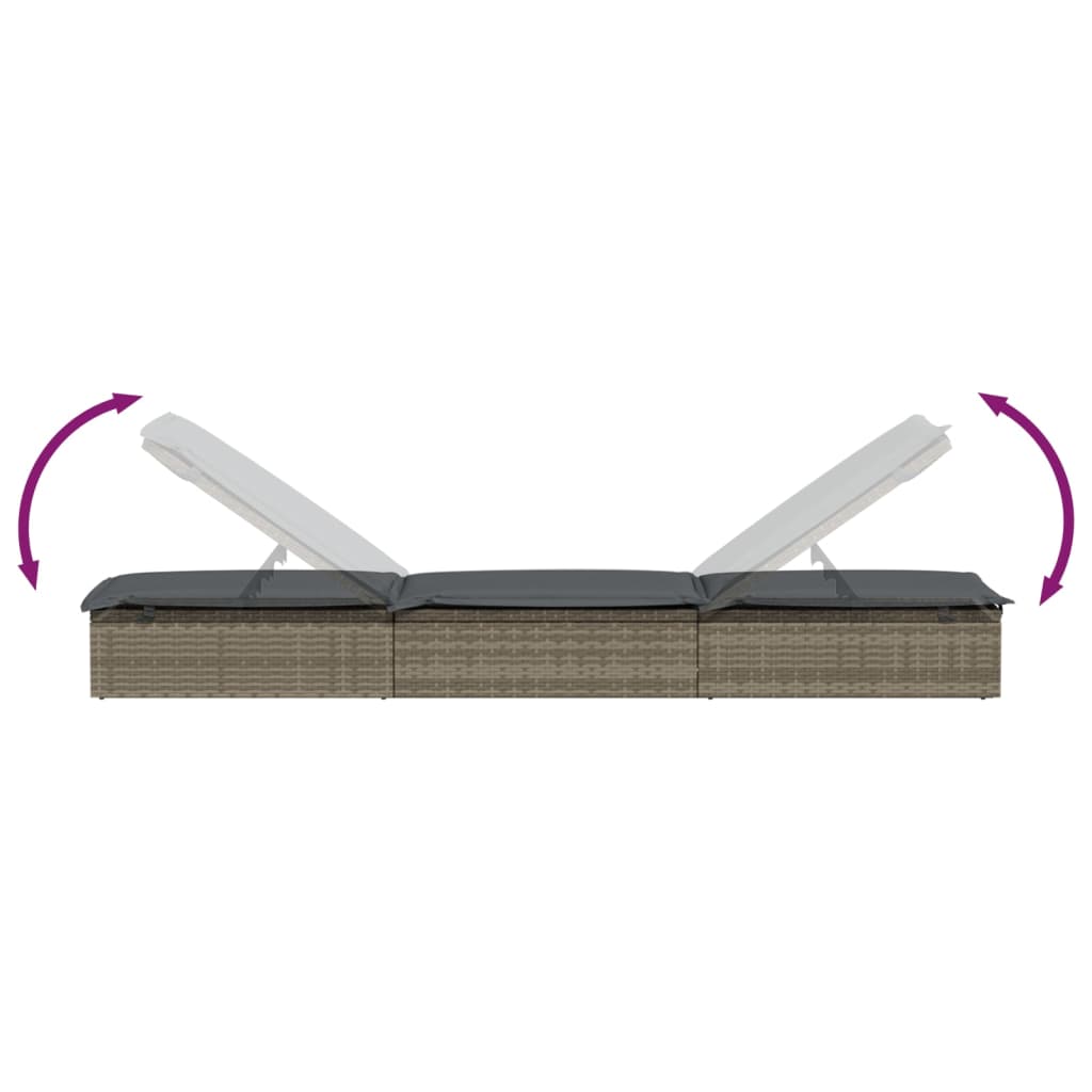 Ligbedden 2 St Met Tafel Poly Rattan 3 Grijs