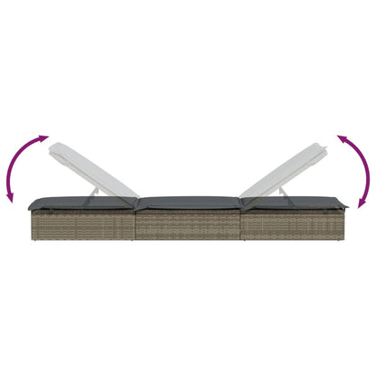 Ligbedden 2 St Met Tafel Poly Rattan 3 Grijs