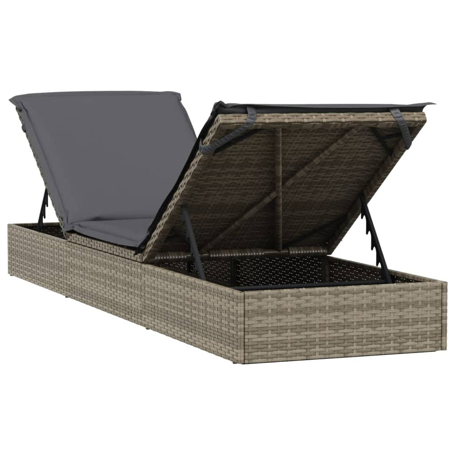 Ligbedden 2 St Met Tafel Poly Rattan 3 Grijs