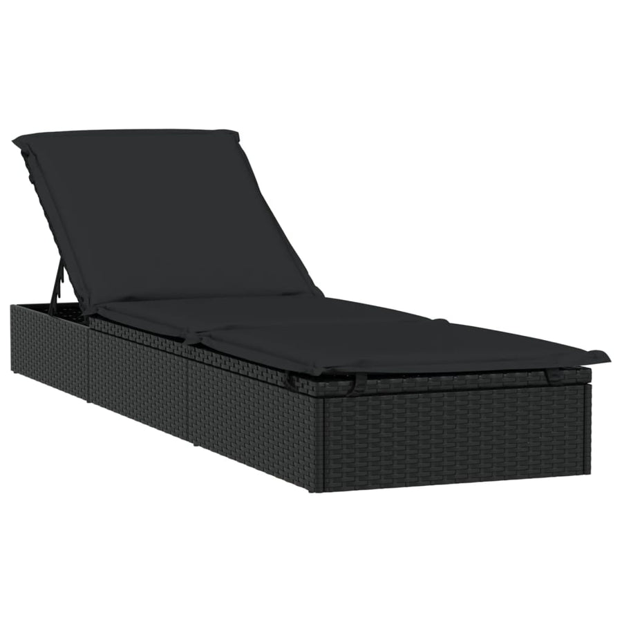 Ligbedden 2 St Met Tafel Poly Rattan 3 Zwart