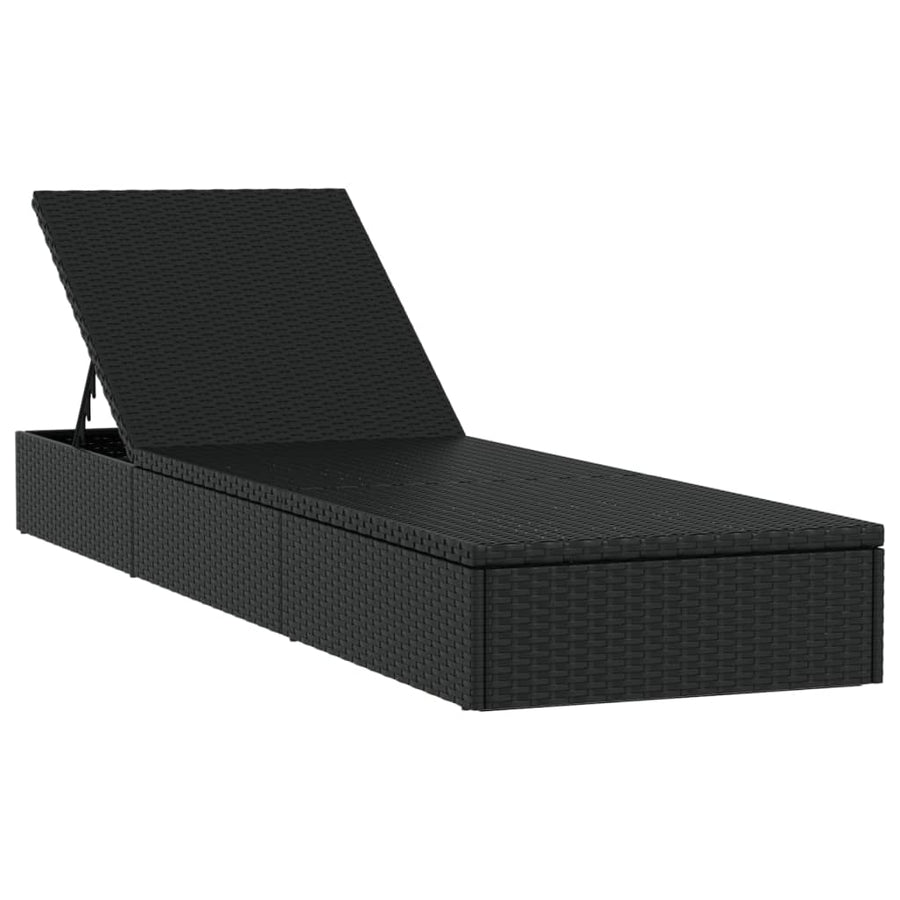 Ligbedden 2 St Met Tafel Poly Rattan 3 Zwart
