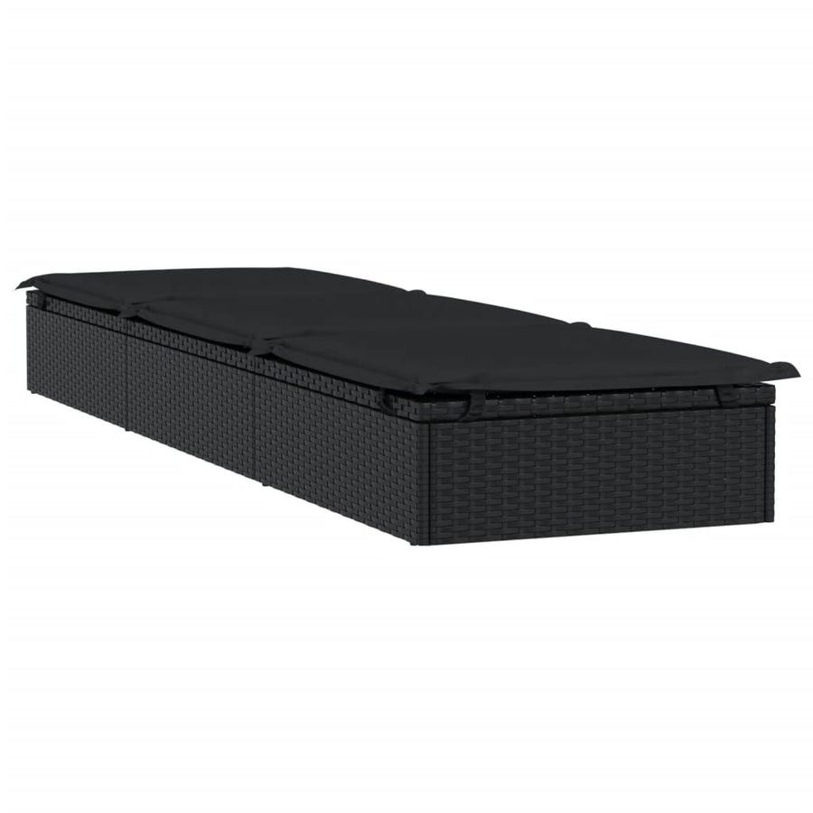 Ligbedden 2 St Met Tafel Poly Rattan 3 Zwart