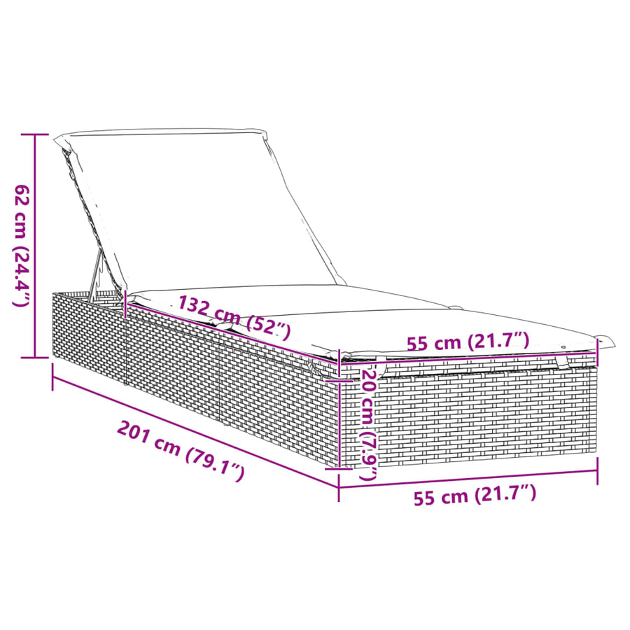 Ligbedden 2 St Met Tafel Poly Rattan 3 Zwart