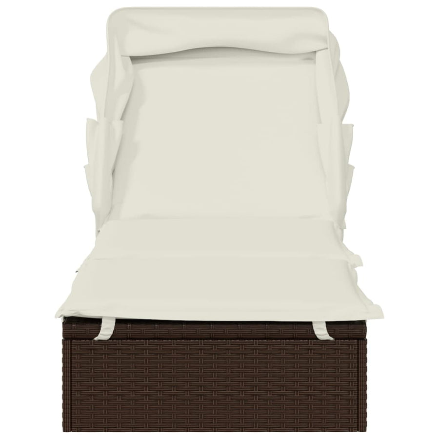 Ligbed met inklapbaar dak 23x63x97 cm poly rattan Bruin