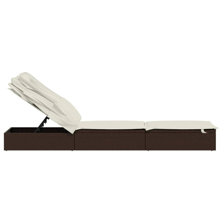Ligbed met inklapbaar dak 23x63x97 cm poly rattan Bruin