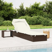 Ligbed poly rattan bruin 213x63x97 cm met dak