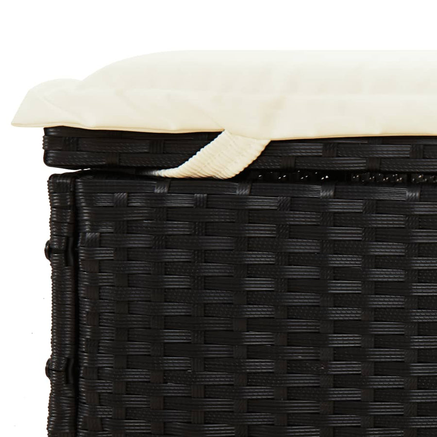 Ligbed met inklapbaar dak 213x63x97 cm poly rattan zwart Zwart en wit