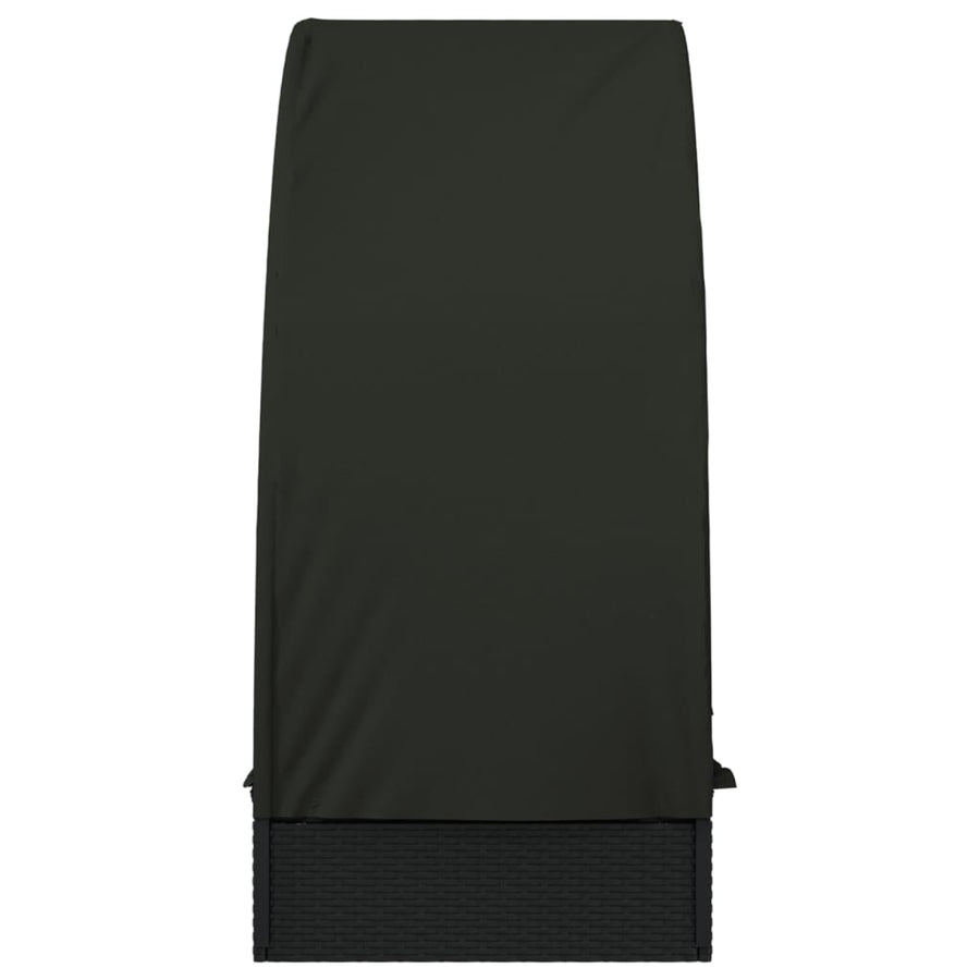 Ligbed Met Rond Dak 2X57X40 Cm Poly Rattan Zwart
