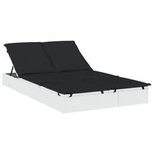 Ligbed met kussens 2-persoons poly rattan wit