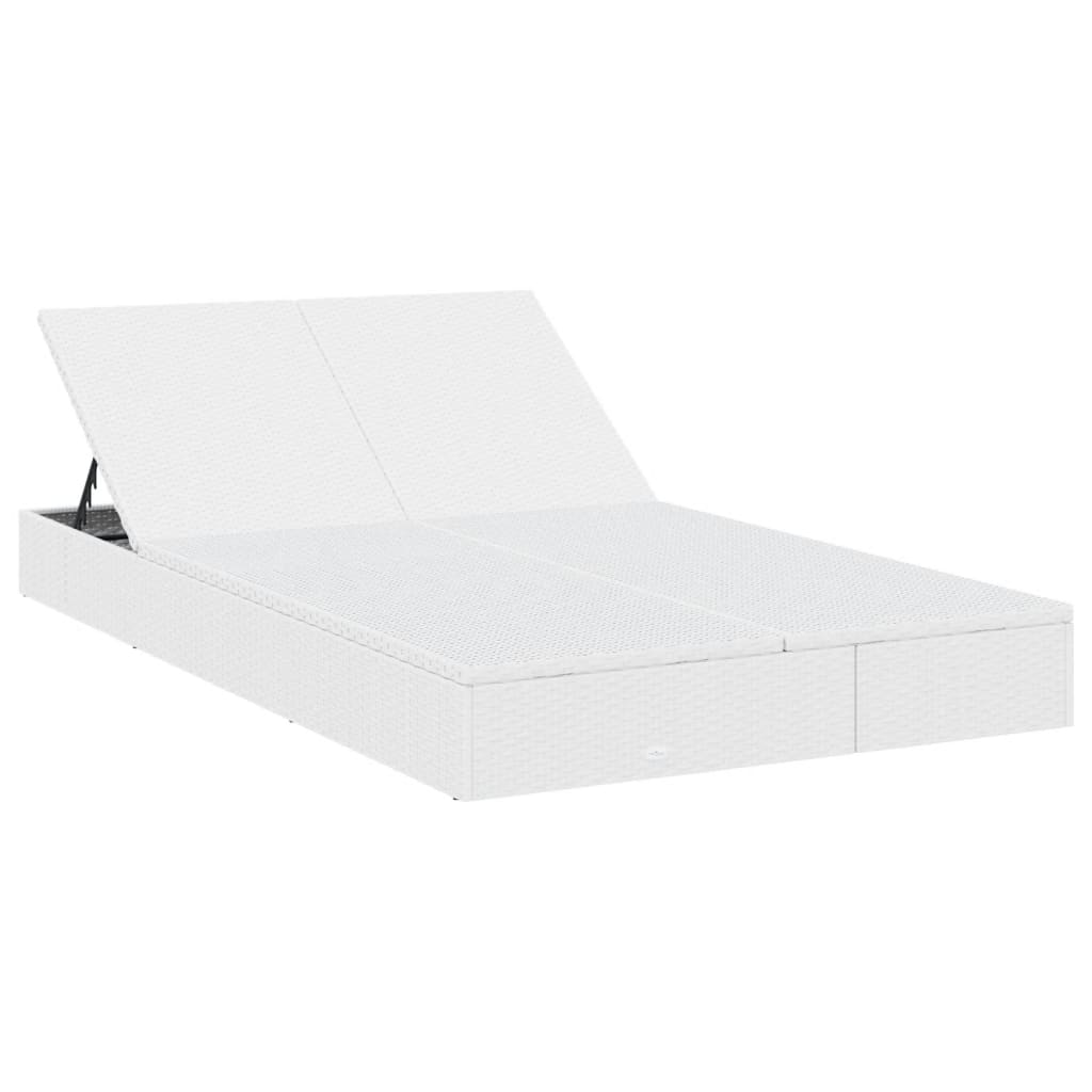 Ligbed met kussens 2-persoons poly rattan wit