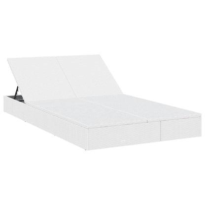 Ligbed met kussens 2-persoons poly rattan wit