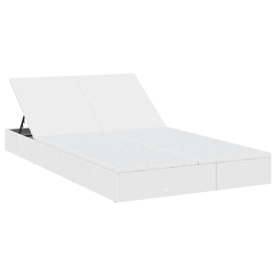 Ligbed met kussens 2-persoons poly rattan wit