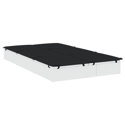 Ligbed met kussens 2-persoons poly rattan wit
