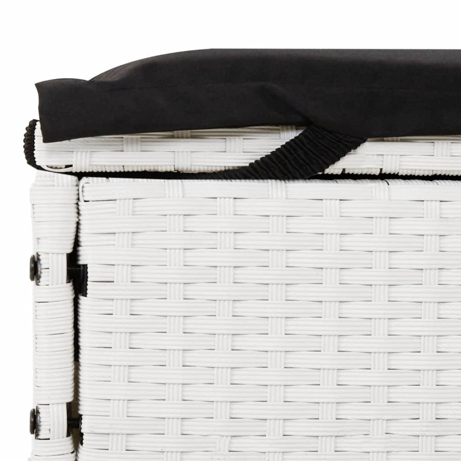 Ligbed met kussens 2-persoons poly rattan wit