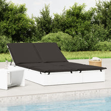 Ligbed met kussens 2-persoons poly rattan wit
