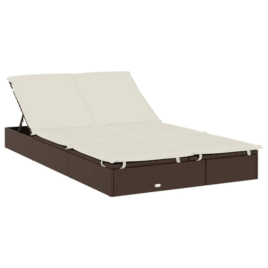 Ligbed 2-persoons met dak 213x118x97 cm poly rattan bruin Bruin