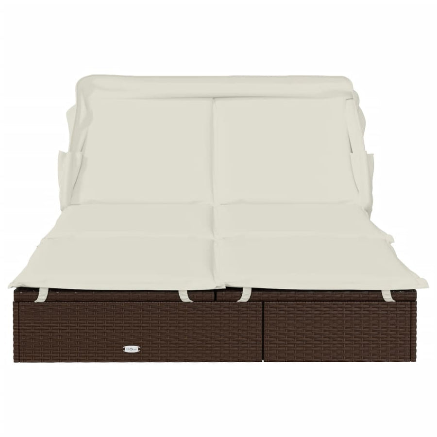 Ligbed 2-persoons met dak 213x118x97 cm poly rattan bruin Bruin