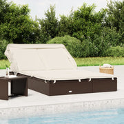 Ligbed 2-persoons met dak 213x118x97 cm poly rattan bruin