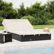 Ligbed 2-persoons met dak 213x118x97 cm poly rattan zwart