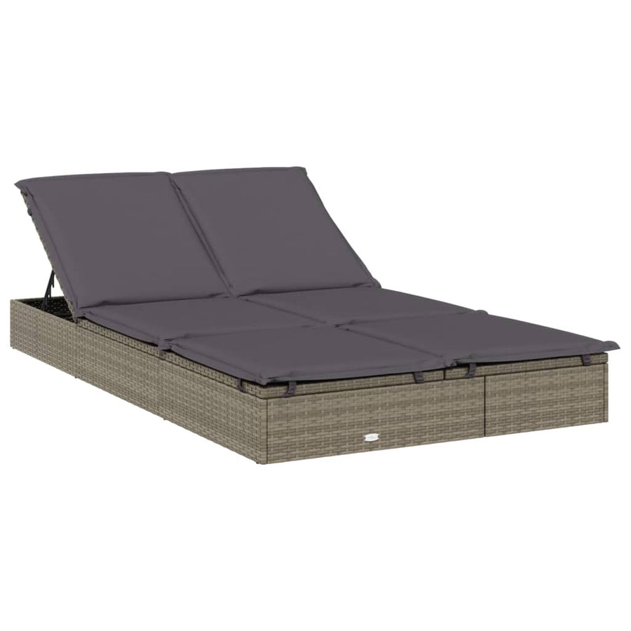 Ligbed 2-Persoons Met Dak 23X8X97 Cm Poly Rattan Grijs