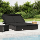 Sunlounger 2-seater with roof 213x118x97 cm poly rattan black