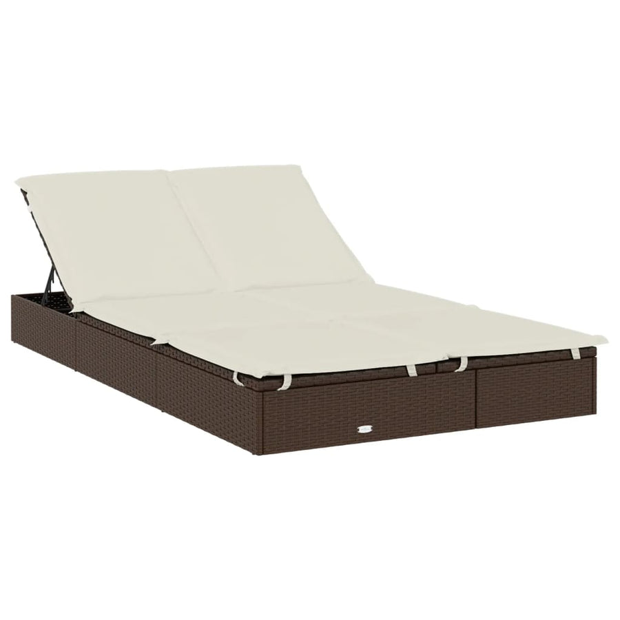 Ligbed 2-Persoons Met Rond Dak 2X2X40 Cm Poly Rattan Bruin