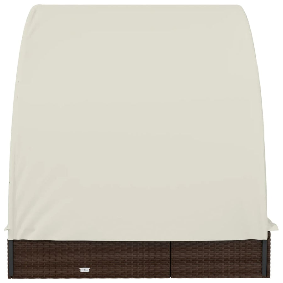 Ligbed 2-Persoons Met Rond Dak 2X2X40 Cm Poly Rattan Bruin