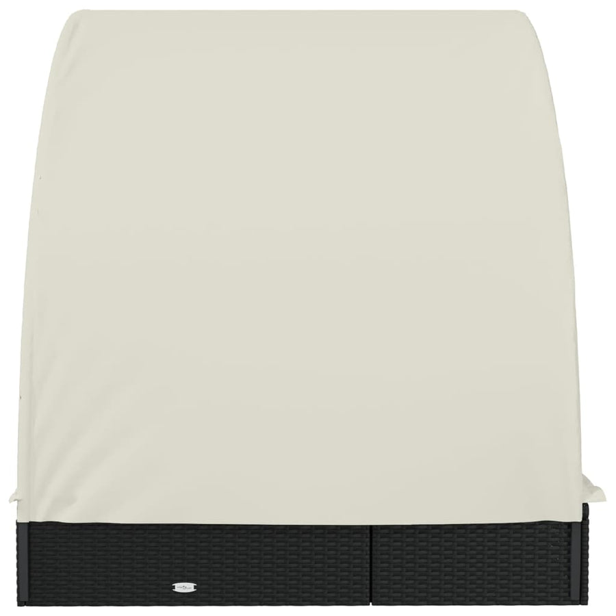Ligbed 2-Persoons Met Rond Dak 2X2X40 Cm Poly Rattan Zwart en wit