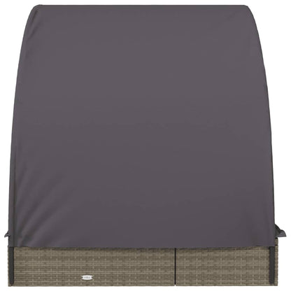 Ligbed 2-Persoons Met Rond Dak 2X2X40 Cm Poly Rattan Grijs