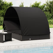 Ligbed 2-persoons poly rattan zwart 211x112x140 cm