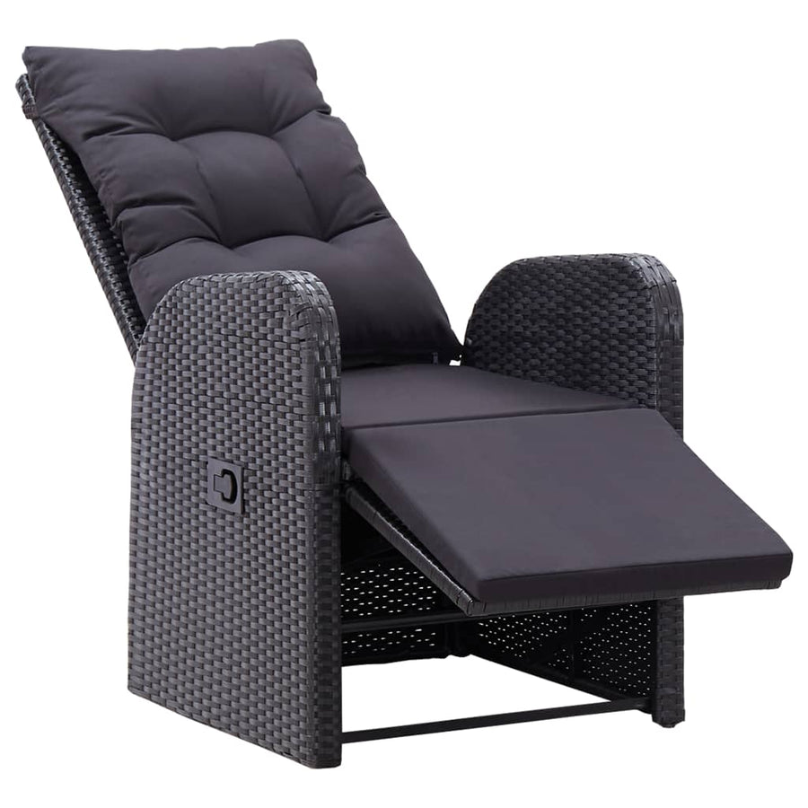 Tuinstoelen Verstelbaar Met Kussens Poly Rattan 2 Zwart