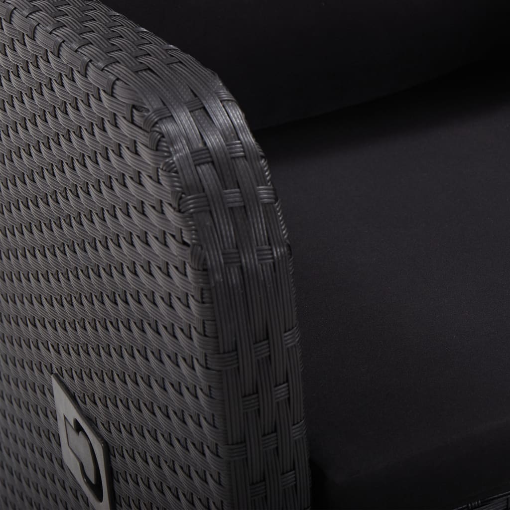 Tuinstoelen Verstelbaar Met Kussens Poly Rattan 2 Zwart