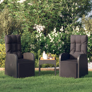 Tuinstoelen 2 st poly rattan zwart verstelbaar