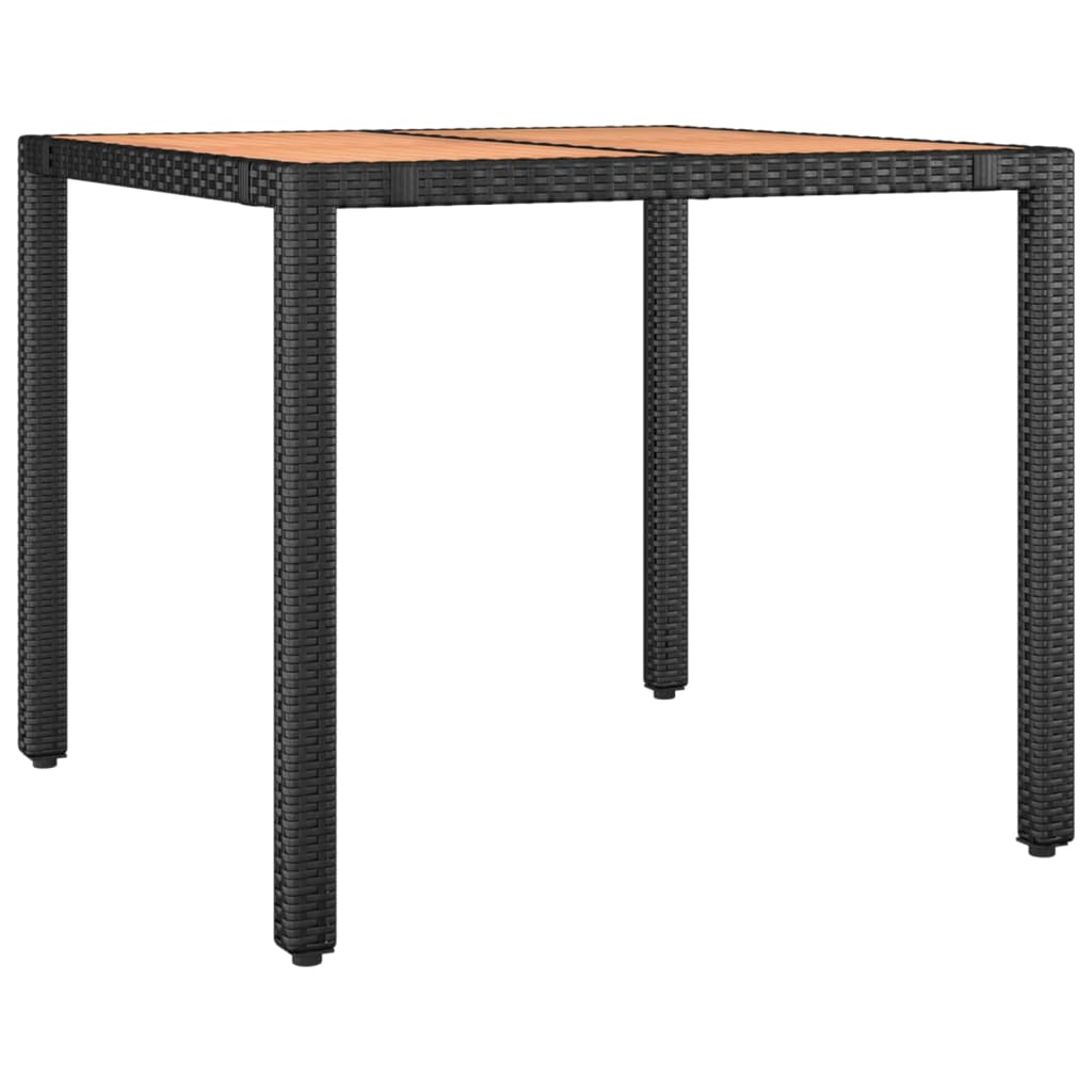 Tuintafel Met Houten Blad Poly Ratten En Acaciahout Zwart