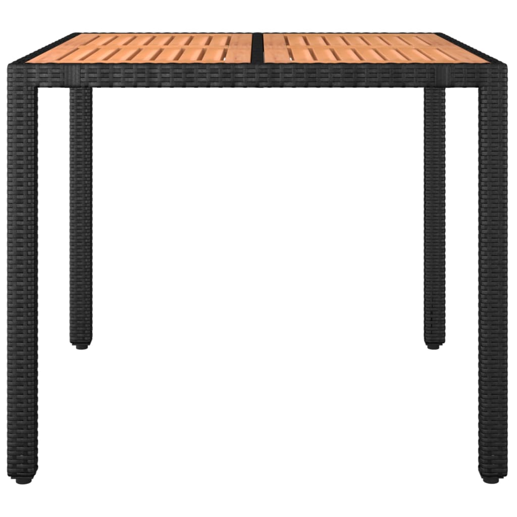 Tuintafel Met Houten Blad Poly Ratten En Acaciahout Zwart