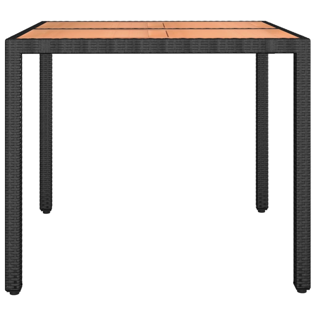 Tuintafel Met Houten Blad Poly Ratten En Acaciahout Zwart