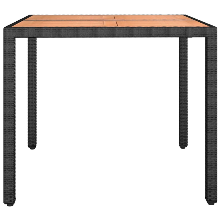 Tuintafel Met Houten Blad Poly Ratten En Acaciahout Zwart