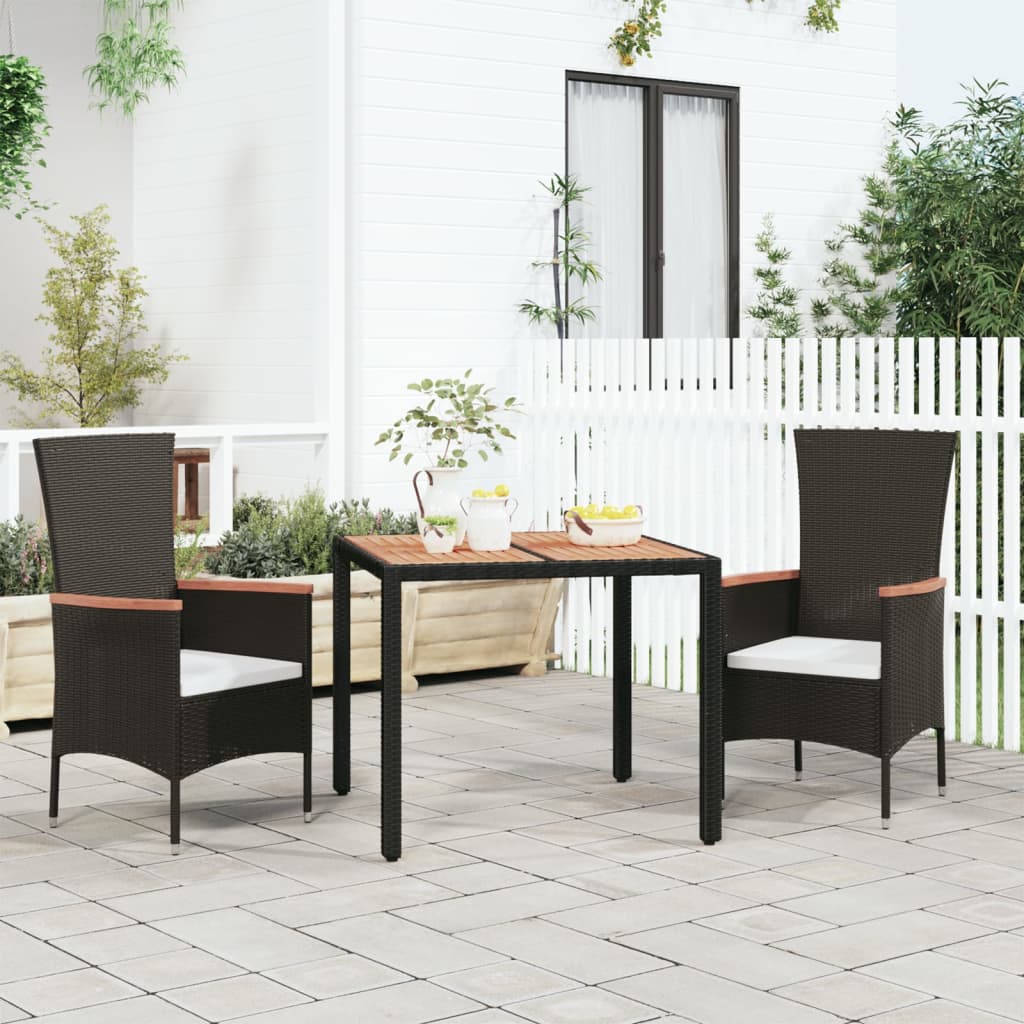 Tuintafel Met Houten Blad Poly Ratten En Acaciahout Zwart