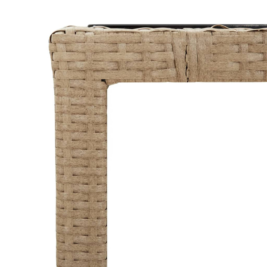 Tuintafel Met Glazen Blad Poly Rattan En Gehard Beige 90 x 90 x 75 cm Glas