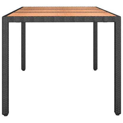 Tuintafel Met Houten Blad Poly Ratten En Acaciahout Zwart 150 x 90 x 75 cm Massief acaciahout