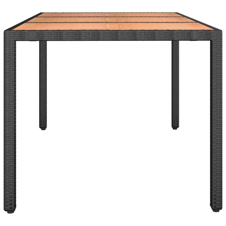 Tuintafel Met Houten Blad Poly Ratten En Acaciahout Zwart 150 x 90 x 75 cm Massief acaciahout